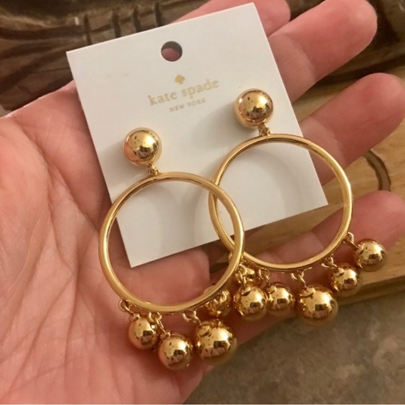 Kate Spade Bauble Gold Hoop Earrings BNWT - Picture 7 of 9